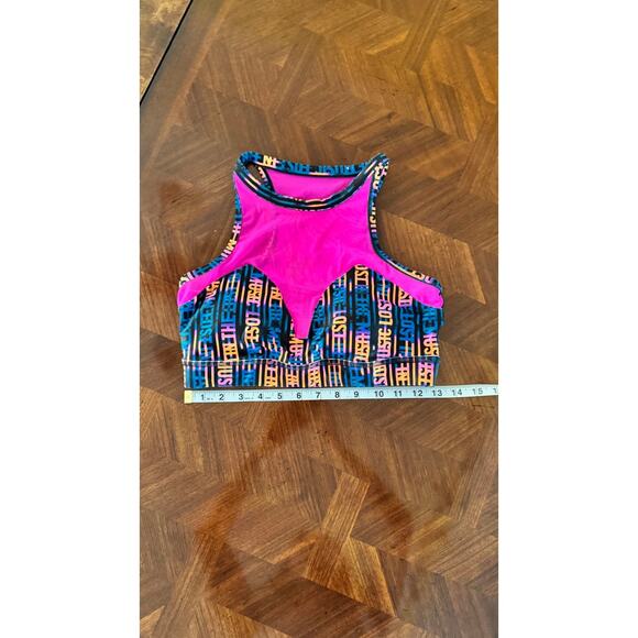 Zumba Wear Neon Pink Mesh Sports Bra and/or Crop Top Graphic Print Size M - Picture 16 of 16